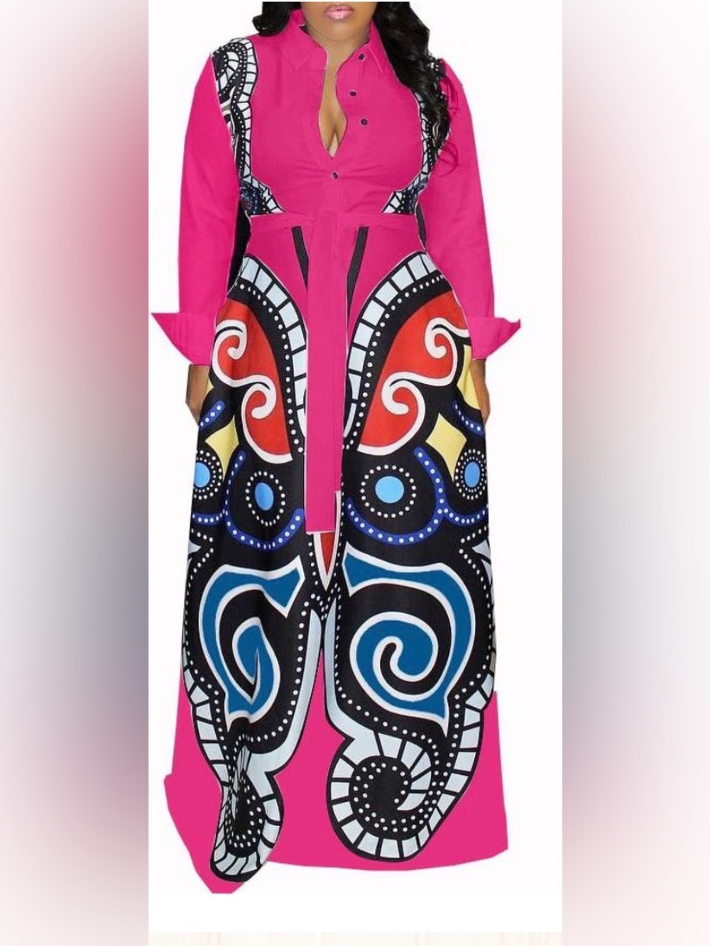 Women’s butterfly Printed maxi dress Ptp 25 Length from waist is 44 2X/3X